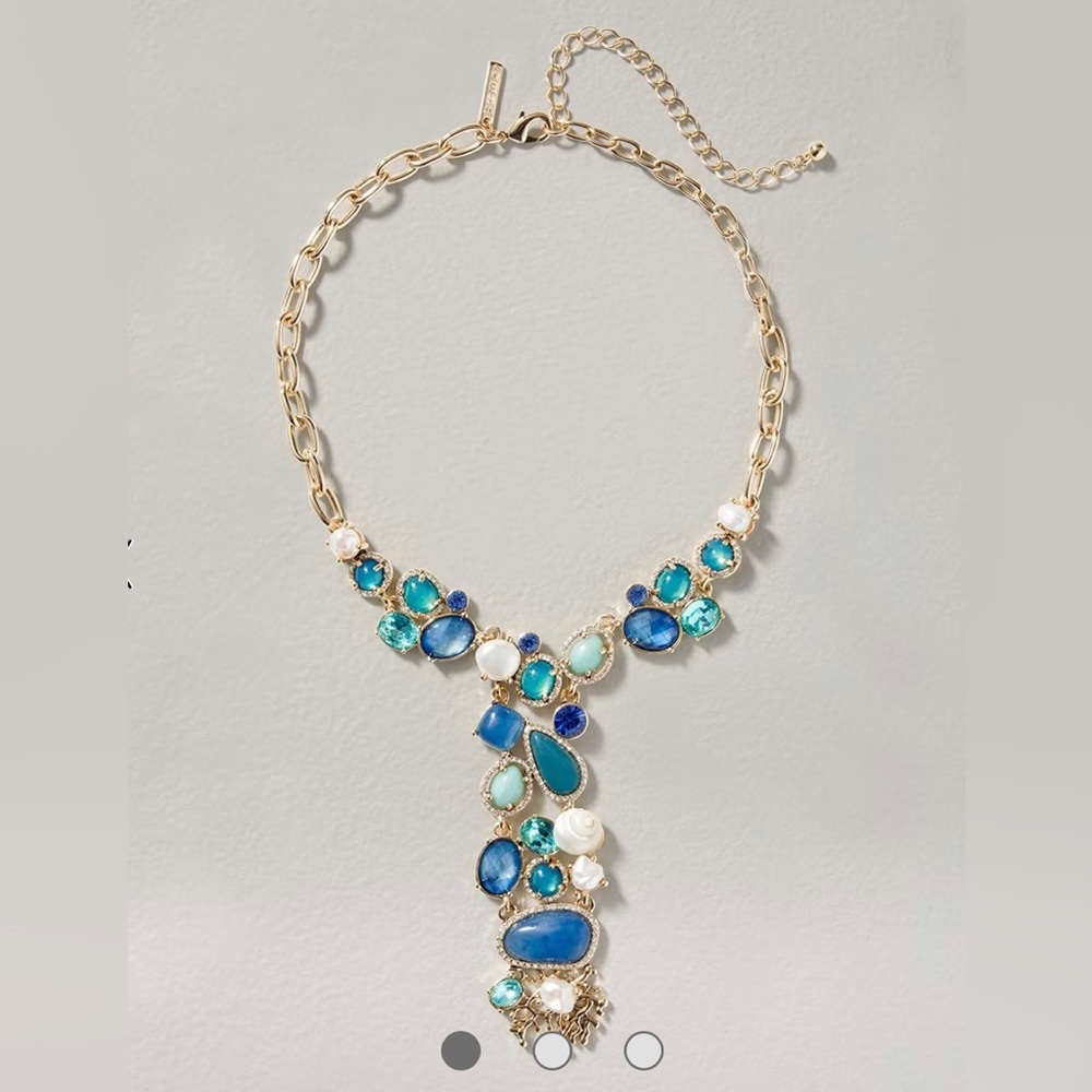 WHITE HOUSE BLACK MARKET BLUE GOLDTONE NECKLACE NEW WITH TAGS